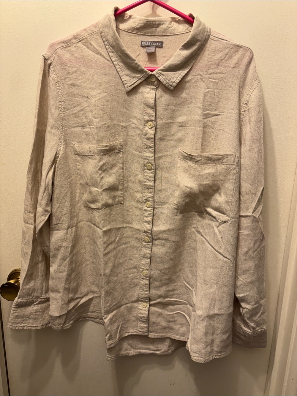 Falls Creek Beige Button-Down Linen Camisole Top
